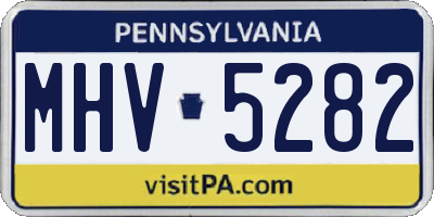 PA license plate MHV5282