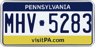 PA license plate MHV5283