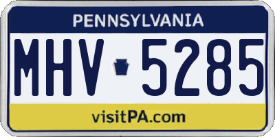 PA license plate MHV5285