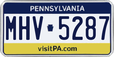 PA license plate MHV5287