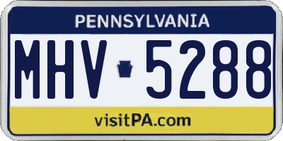 PA license plate MHV5288
