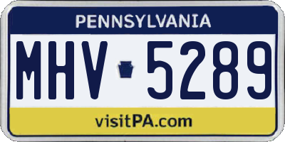 PA license plate MHV5289