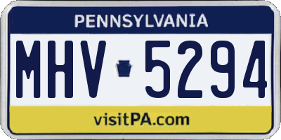 PA license plate MHV5294