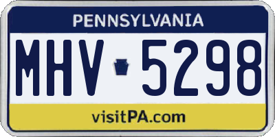 PA license plate MHV5298