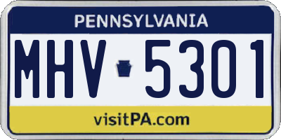 PA license plate MHV5301