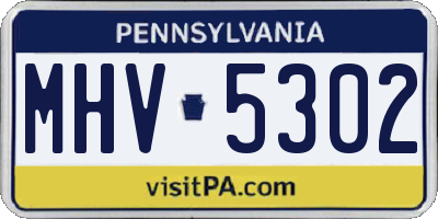 PA license plate MHV5302