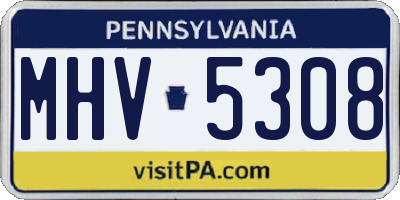 PA license plate MHV5308
