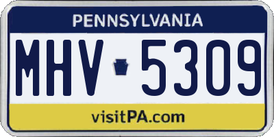 PA license plate MHV5309