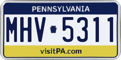 PA license plate MHV5311