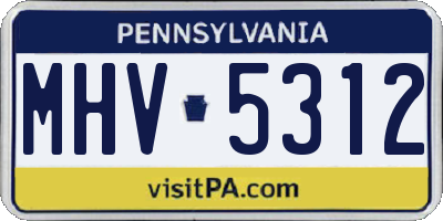 PA license plate MHV5312