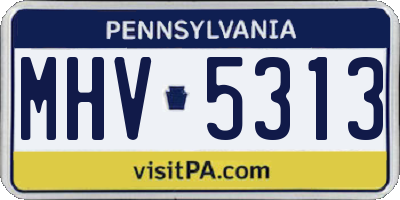 PA license plate MHV5313