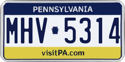 PA license plate MHV5314