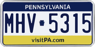PA license plate MHV5315