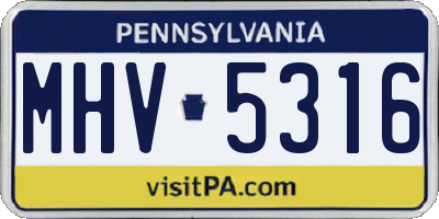 PA license plate MHV5316