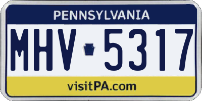 PA license plate MHV5317