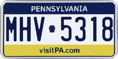 PA license plate MHV5318