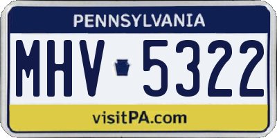 PA license plate MHV5322