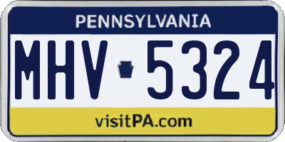 PA license plate MHV5324