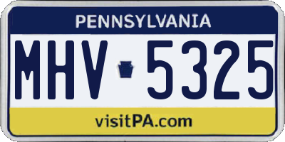 PA license plate MHV5325