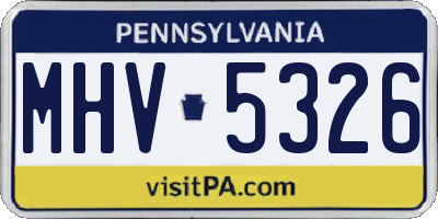 PA license plate MHV5326