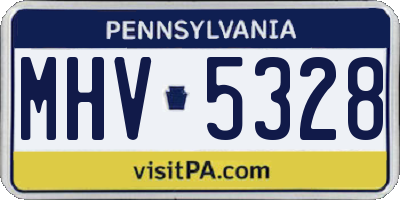 PA license plate MHV5328