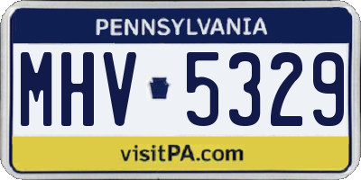 PA license plate MHV5329