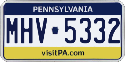PA license plate MHV5332
