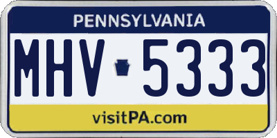 PA license plate MHV5333