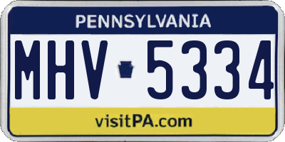 PA license plate MHV5334