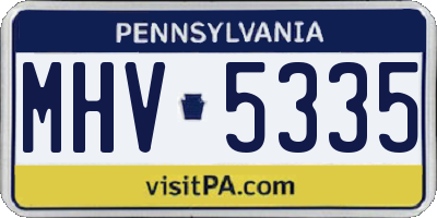 PA license plate MHV5335