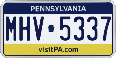 PA license plate MHV5337