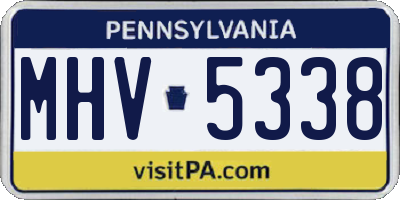 PA license plate MHV5338
