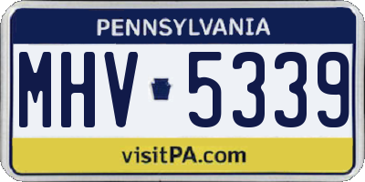 PA license plate MHV5339