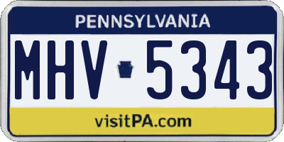 PA license plate MHV5343