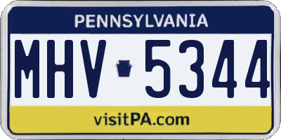 PA license plate MHV5344