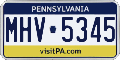 PA license plate MHV5345
