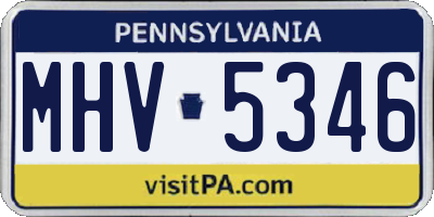 PA license plate MHV5346