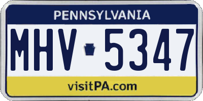 PA license plate MHV5347