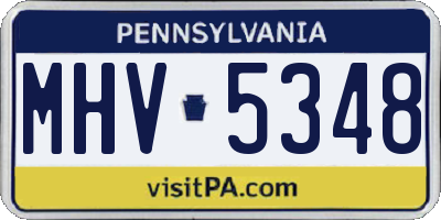 PA license plate MHV5348