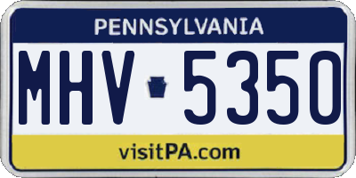 PA license plate MHV5350