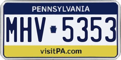 PA license plate MHV5353