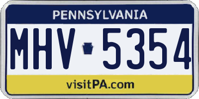 PA license plate MHV5354