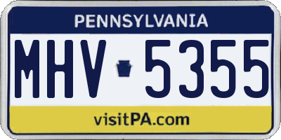 PA license plate MHV5355