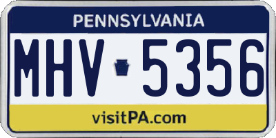 PA license plate MHV5356
