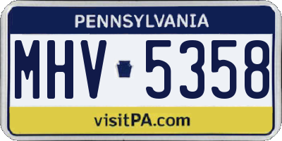 PA license plate MHV5358