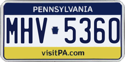 PA license plate MHV5360
