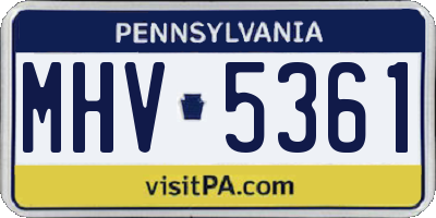 PA license plate MHV5361