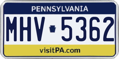 PA license plate MHV5362