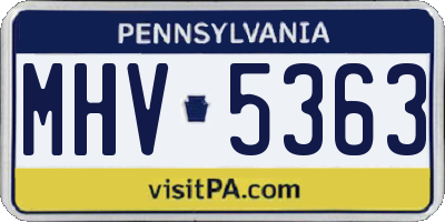PA license plate MHV5363