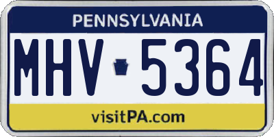 PA license plate MHV5364